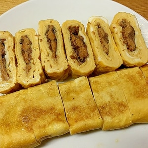 さんまの蒲焼缶で、う巻き風玉子焼き